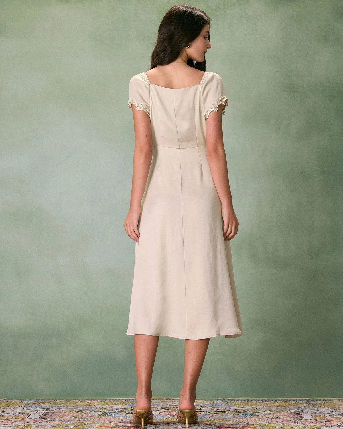 The Apricot V Neck Ruched Satin Midi Dress 5 The Apricot V Neck Ruched Satin Midi Dress - Image 5