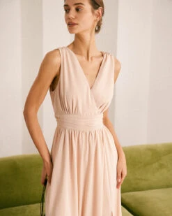 The Apricot V Neck Ruched Wrap Maxi Dress 7 The Apricot V Neck Ruched Wrap Maxi Dress -CINN Clothing Shop the v neck ruched wrap dress dresses l1r6sf