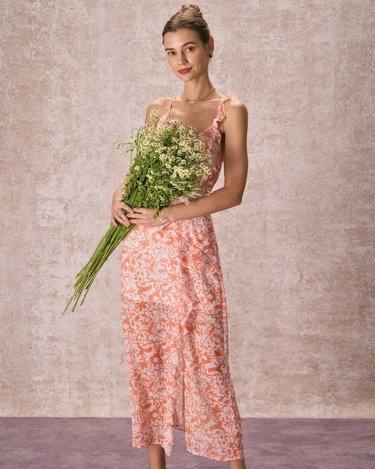 The Orange V Neck Floral Ruffle Maxi Dress 6 The Orange V Neck Floral Ruffle Maxi Dress - Image 6
