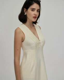 The Yellow V Neck Sleeveless Midi Dress -CINN Clothing Shop the v neck sleeveless midi dress dresses udpn5g