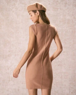 The Camel V Neck Striped Knit Mini Dress 11 The Camel V Neck Striped Knit Mini Dress -CINN Clothing Shop the v neck striped sweater dress dresses balyxs