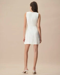 The White Boat Neck Bowknot Satin Mini Dress 9 The White Boat Neck Bowknot Satin Mini Dress -CINN Clothing Shop the white boat neck bowknot mini dress dresses lopzgt