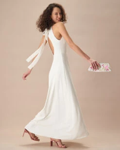 The White Bowknot Halter Maxi Dress -CINN Clothing Shop the white bowknot back maxi dress dresses 1che4m