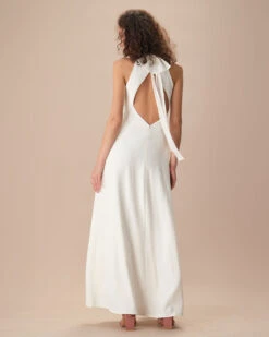 The White Bowknot Halter Maxi Dress -CINN Clothing Shop the white bowknot back maxi dress dresses t4sdbz