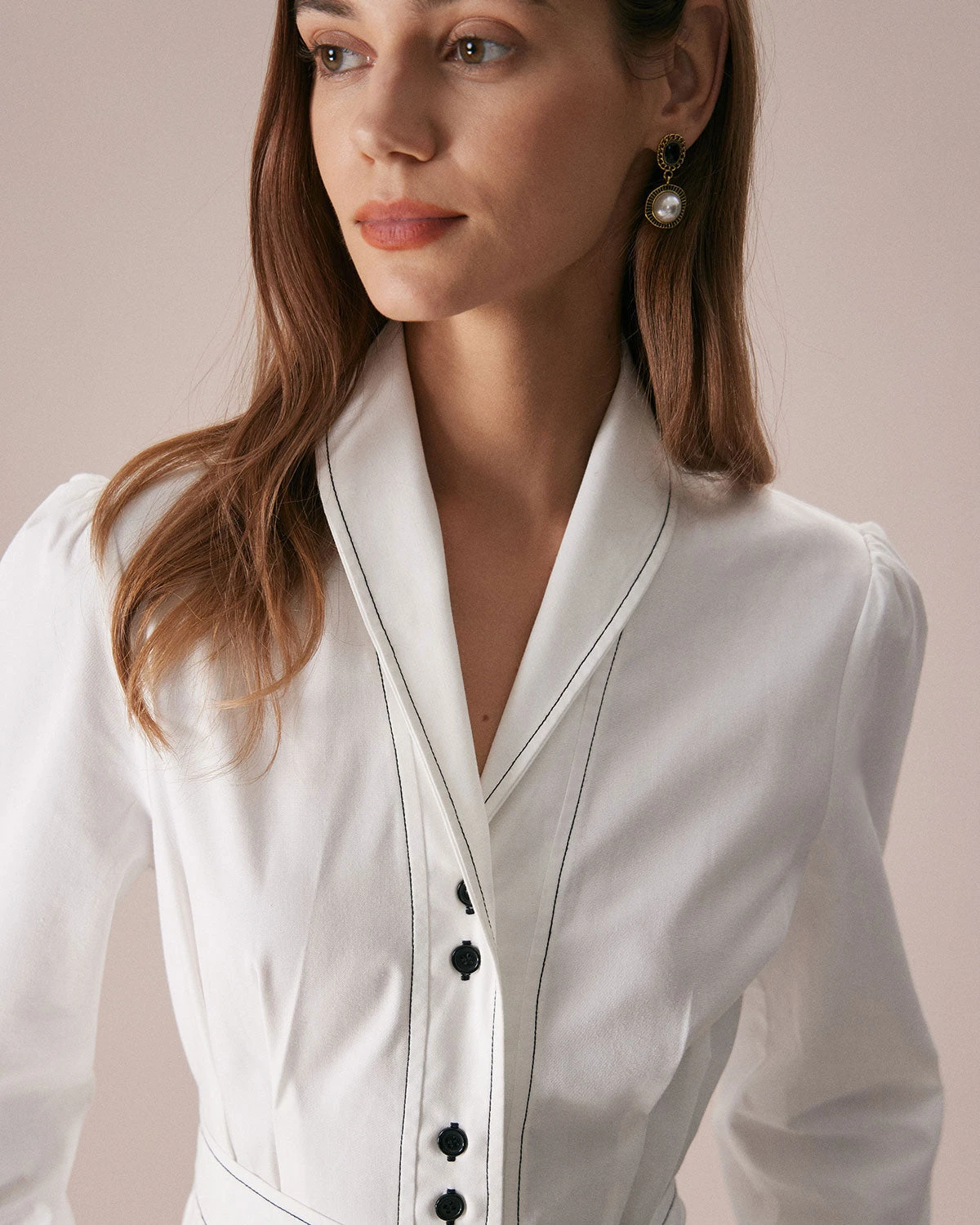 The White Lapel Contrast Stitch Midi Dress 4 The White Lapel Contrast Stitch Midi Dress - Image 4