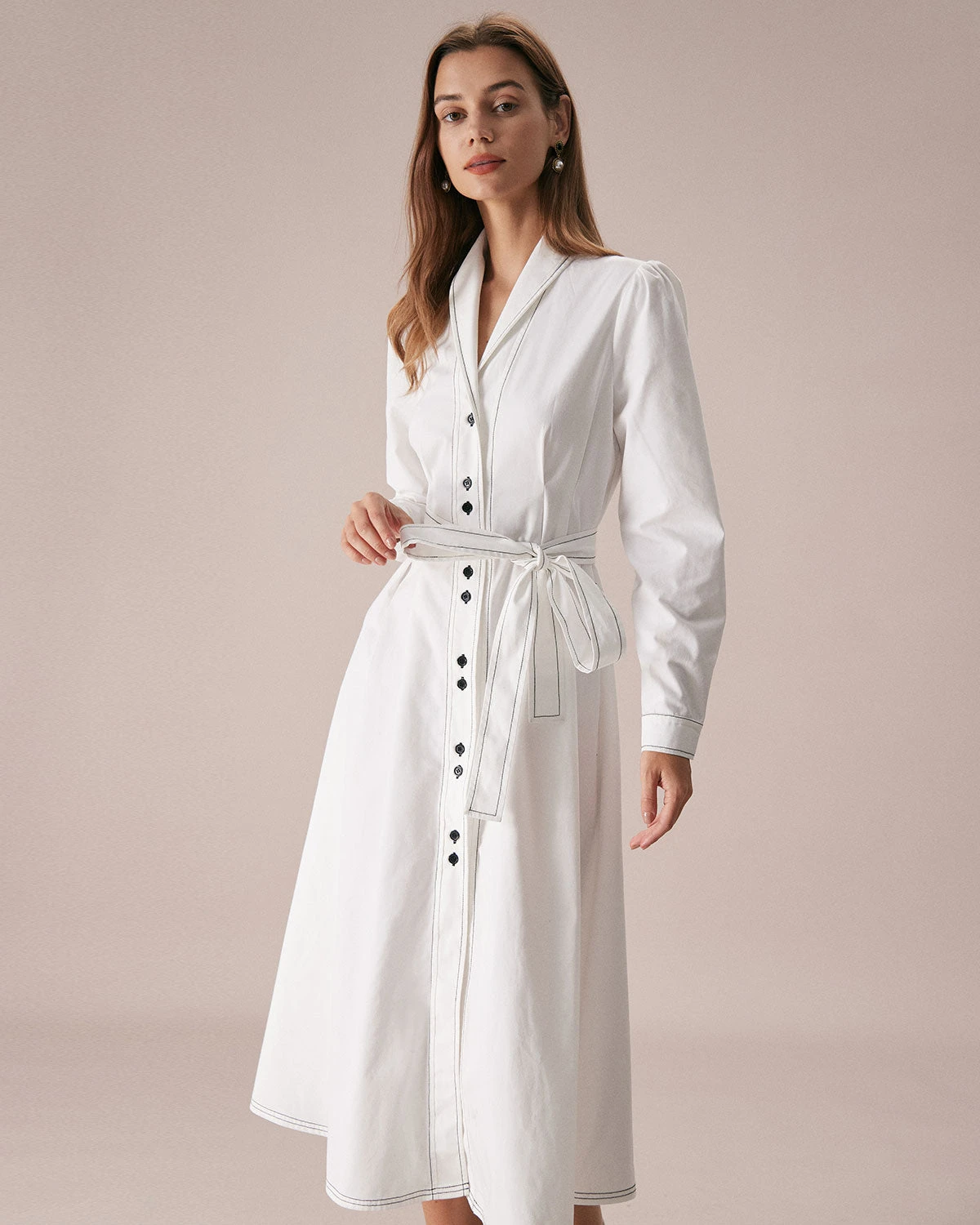 The White Lapel Contrast Stitch Midi Dress 1 The White Lapel Contrast Stitch Midi Dress
