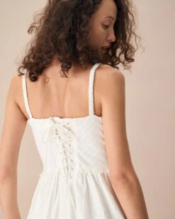 The White Ruched Slip Cotton Midi Dress -CINN Clothing Shop the white criss cross back midi dress dresses i10nl2