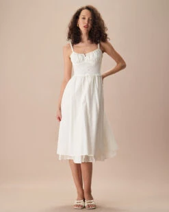 The White Ruched Slip Cotton Midi Dress -CINN Clothing Shop the white criss cross back midi dress dresses jw9fya