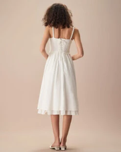 The White Ruched Slip Cotton Midi Dress -CINN Clothing Shop the white criss cross back midi dress dresses vhrnob