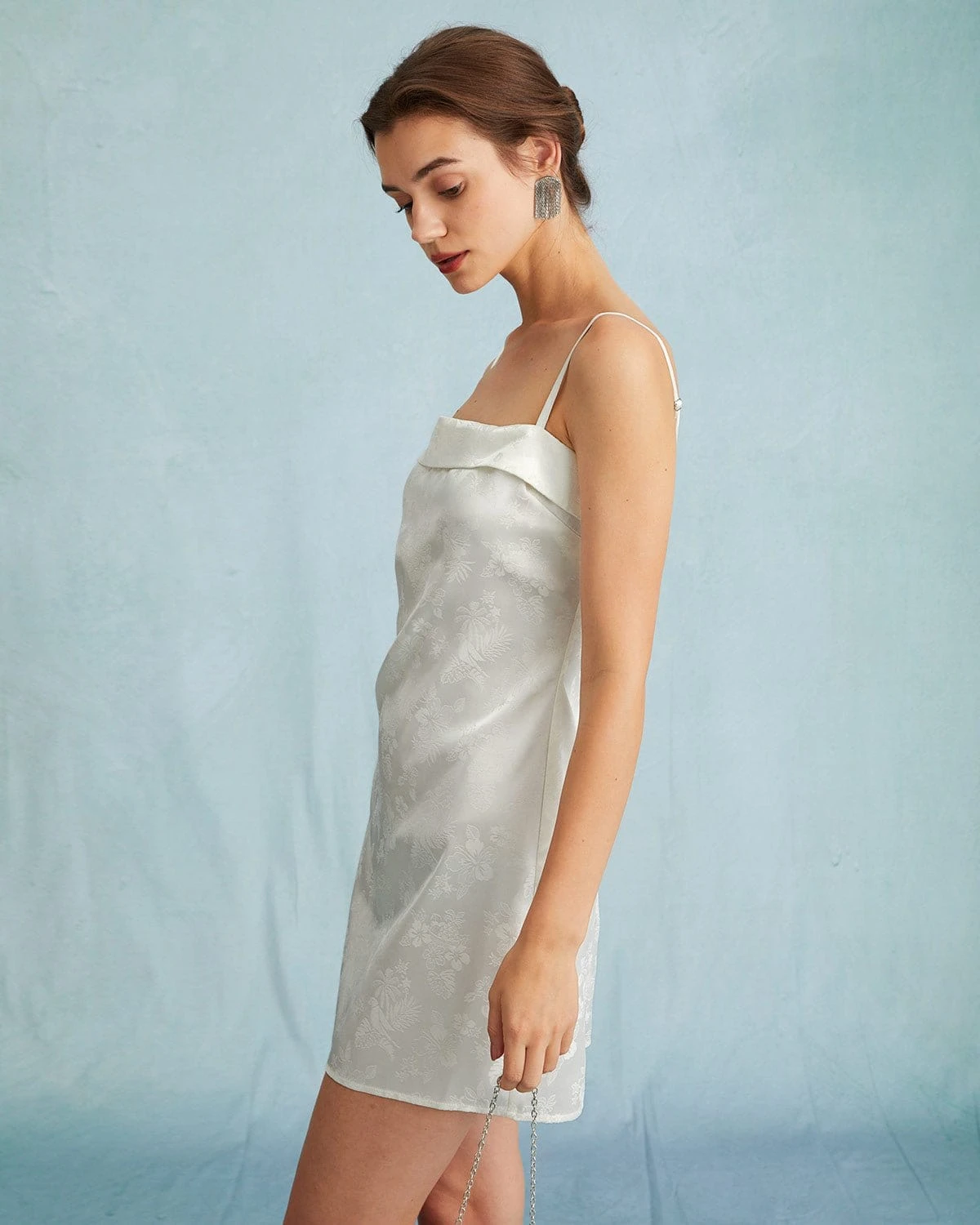 The White Jacquard Sling Mini Dress 4 The White Jacquard Sling Mini Dress - Image 4