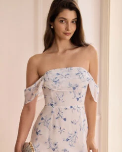 The White Floral Slit Strapless Maxi Dress 8 The White Floral Slit Strapless Maxi Dress -CINN Clothing Shop the white floral slit strapless maxi dress dresses zd0yle