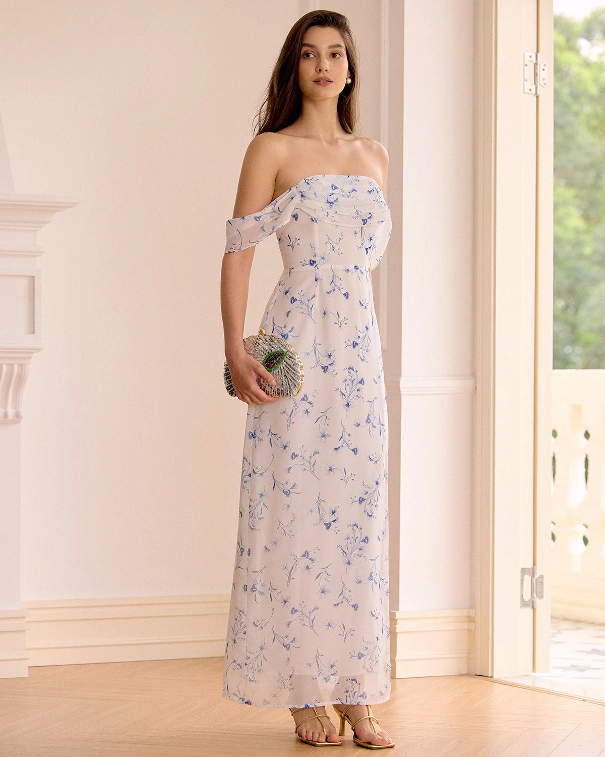 The White Floral Slit Strapless Maxi Dress 2 The White Floral Slit Strapless Maxi Dress - Image 2