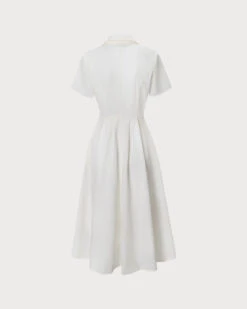 The White Lapel Short Sleeve Button-up Midi Dress -CINN Clothing Shop the white lapel midi dress dresses 5ahyaj