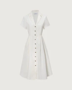 The White Lapel Short Sleeve Button-up Midi Dress -CINN Clothing Shop the white lapel midi dress white dresses djv5gc