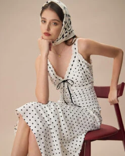 The White V-Neck Polka Dot Lace Trim Midi Dress 7 The White V-Neck Polka Dot Lace Trim Midi Dress -CINN Clothing Shop the white polka dot lace trim midi dress dresses kiro41