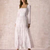 The White Square Neck Floral Maxi Dress