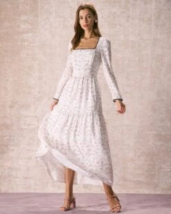 The White Square Neck Floral Maxi Dress 11 The White Square Neck Floral Maxi Dress -CINN Clothing Shop the white square neck floral maxi dress white dresses wxwqha