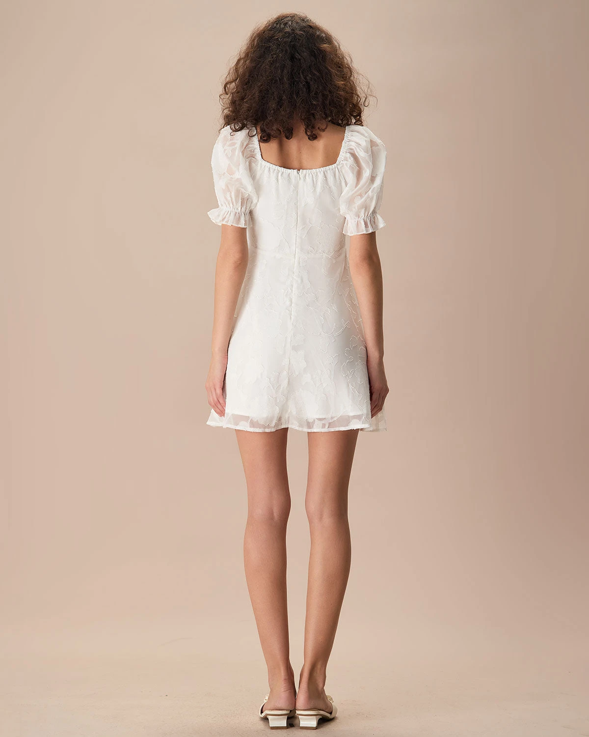 The White Square Neck Ruched Mini Dress 4 The White Square Neck Ruched Mini Dress - Image 4