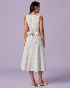 The White Square Neck Striped Midi Dress -CINN Clothing Shop the white striped button midi dress dresses k0qov6 372795