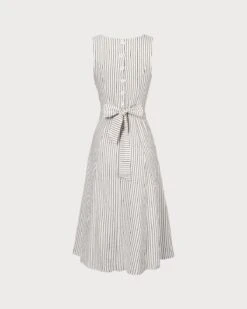 The White Square Neck Striped Midi Dress -CINN Clothing Shop the white striped button midi dress dresses qyfrho 613176
