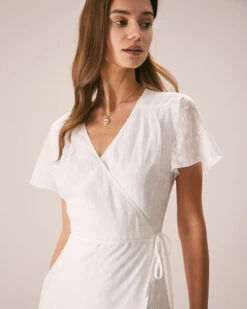 CINN Clothing Shop -CINN Clothing Shop the white v neck dobby mesh midi dress dresses mw3ih9