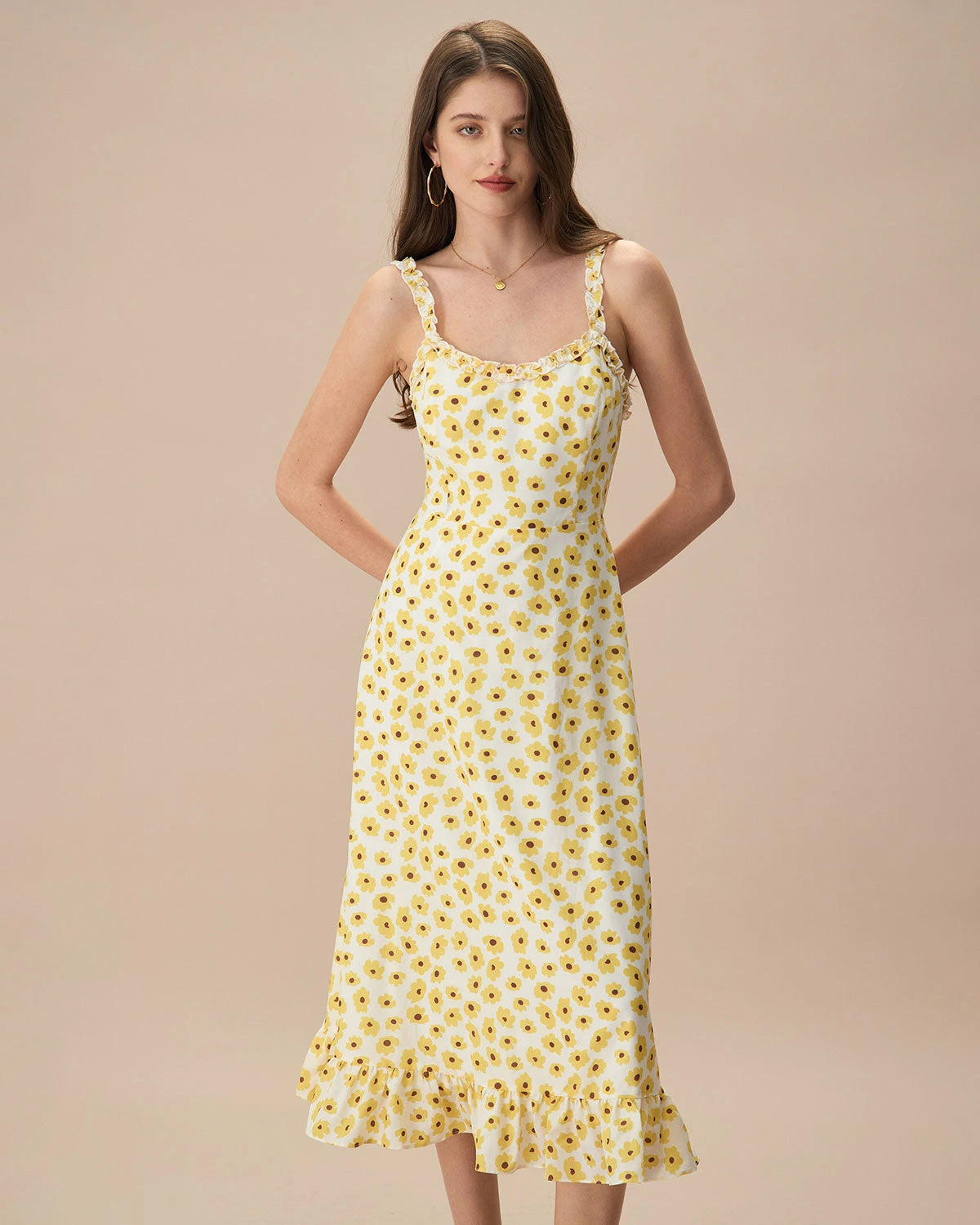 The Yellow Daisy Ruffle Slip Midi Dress 1 The Yellow Daisy Ruffle Slip Midi Dress