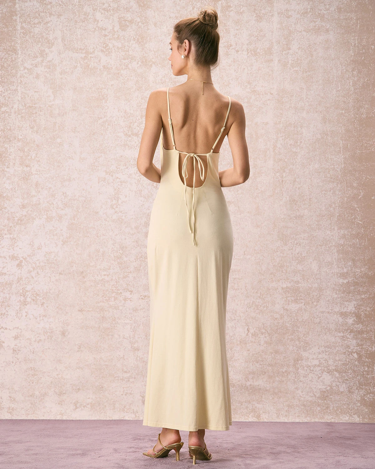The Yellow Ruched Backless Slip Maxi Dress 6 The Yellow Ruched Backless Slip Maxi Dress - Image 6
