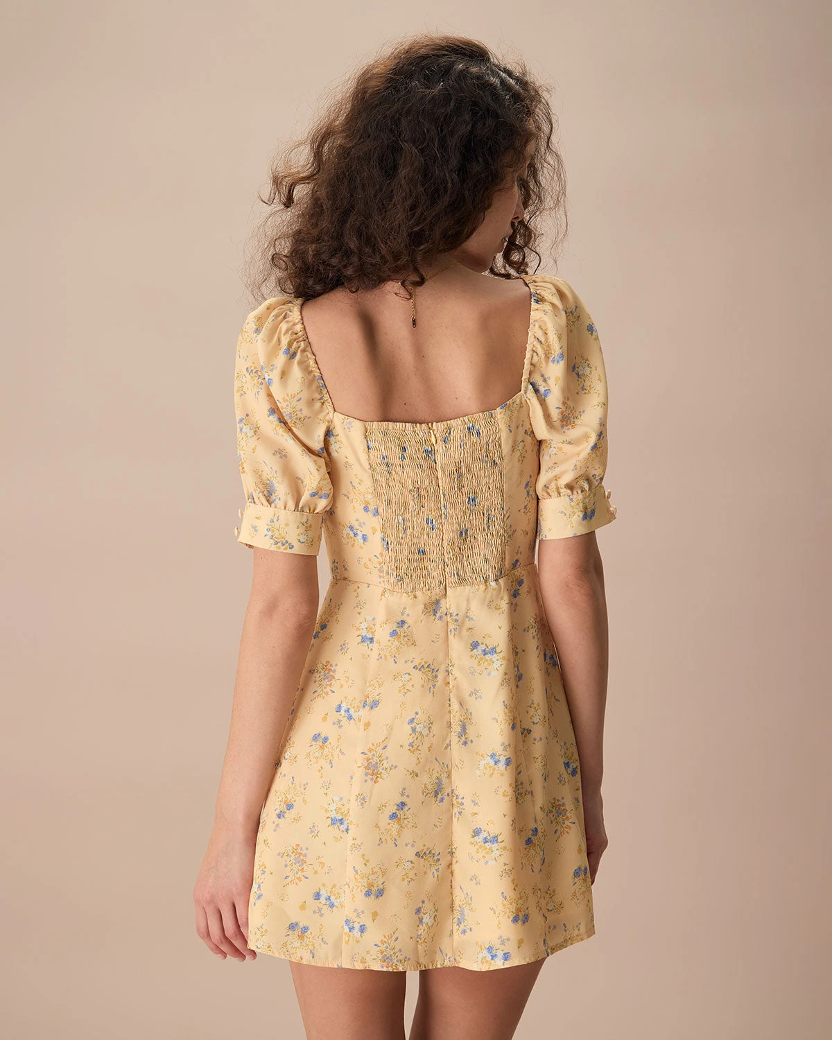 The Yellow Sweetheart Neck Floral Mini Dress 4 The Yellow Sweetheart Neck Floral Mini Dress - Image 4